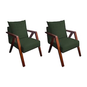 Kit 2 Poltronas Monalisa Decorativa Mona Pés de Madeira Maciça Suede Verde