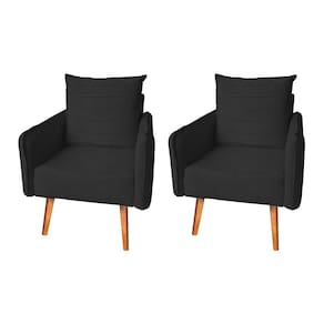 Kit 2 Poltronas Mandara Vintage Pés Palilto Suede Preto