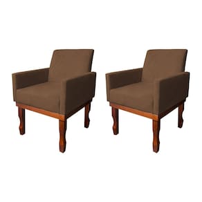 Kit 2 Poltronas Medusa Retrô Pés de Madeira Maciça Suede Marrom