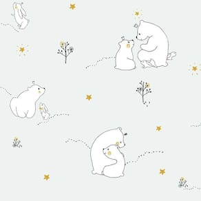 Papel De Parede Infantil Ursinhos Branco Fofura Baby Ff4002