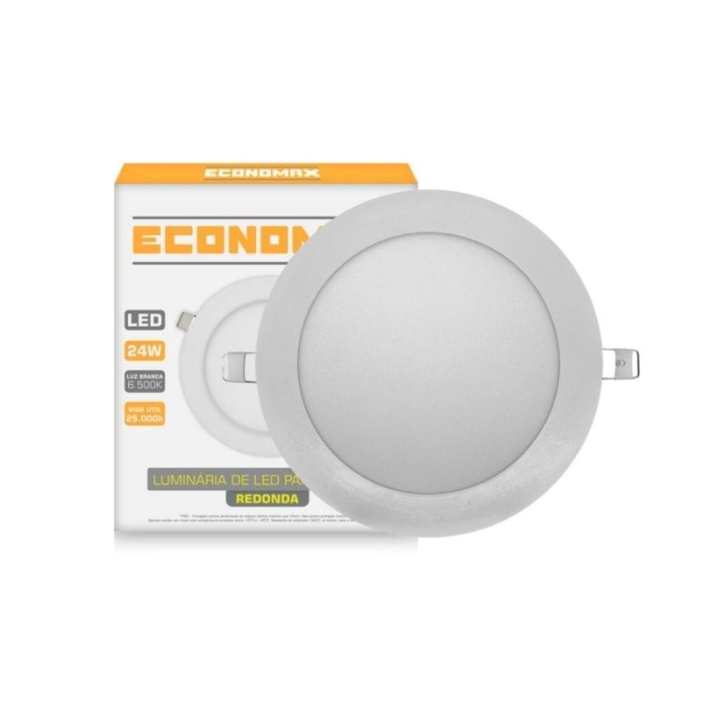 Kit 4 Painéis Led Embutir 24w Redondo Branco Frio Bivolt