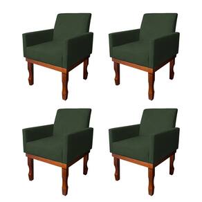 Kit 4 Poltronas Medusa para Recepção Pés de Madeira Maciça Suede Verde
