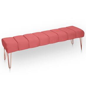 Recamier Estofada Casal Luxo Veludo Cor Rose