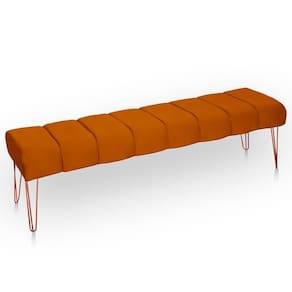 Recamier Estofada Casal Luxo Veludo Cor Terracota