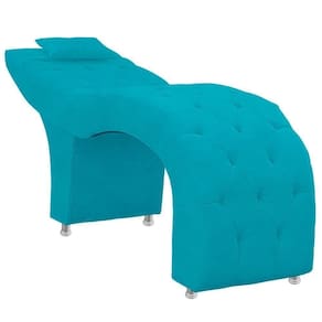 Maca Estofada Capitone Julia Para Estetica Facial Sombrancelha E Cilios Suede Cor Azul Claro