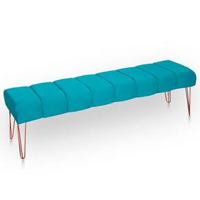 Recamier Estofada Casal Luxo Veludo Cor Azul Claro