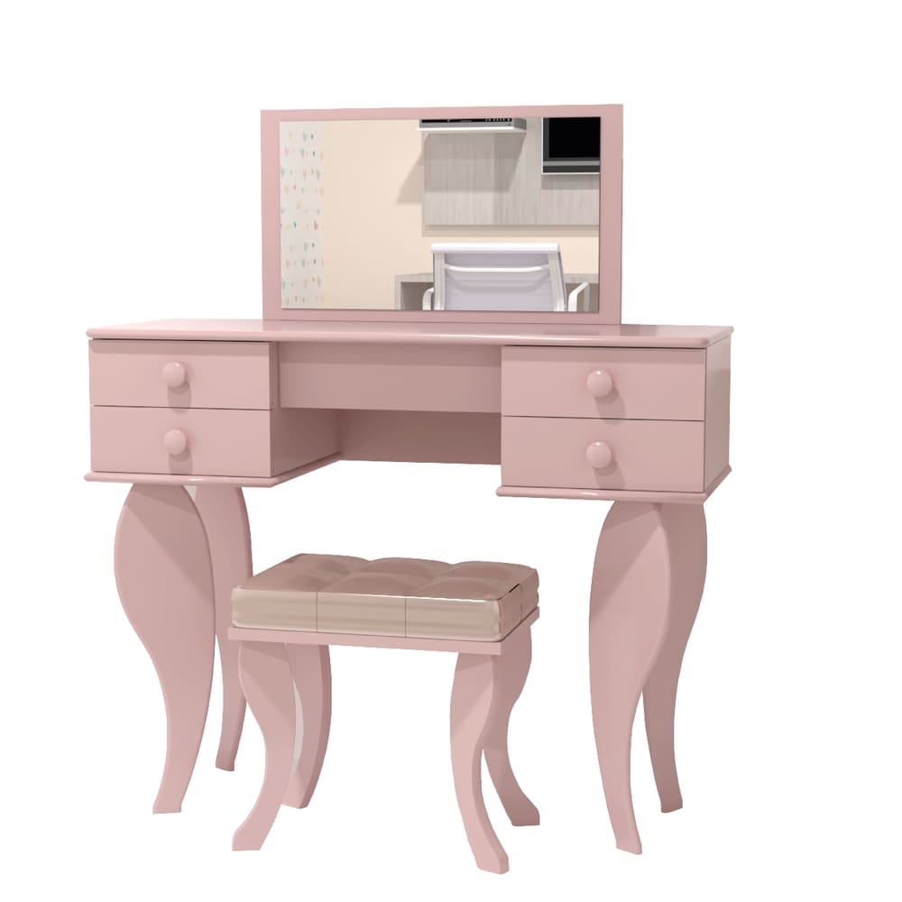 Mini Penteadeira Para Meninas Rose em MDF com Banqueta