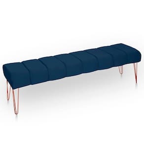 Recamier Estofada Casal Luxo Veludo Cor Azul Marinho