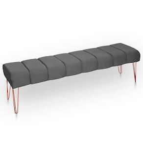 Recamier Estofada Casal Luxo Veludo Cor Cinza Chumbo