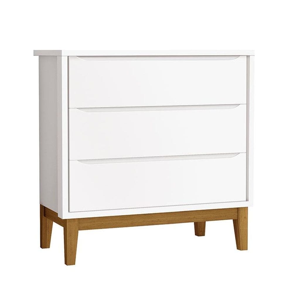 Cômoda Gaveteiro Infantil New Classic Branco com Pés Madeira – Reller