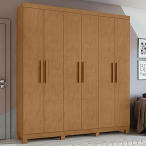 Guarda-Roupa Casal Jazz 6 Portas 3 Gavetas 73939.58 Amêndoa Clean - Móveis Lopas