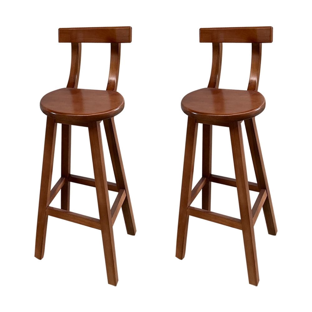 Kit 2 Bancos Altos Bistrô de Madeira com Encosto Girafa Ideal para Bar e Restaurante Imbuia