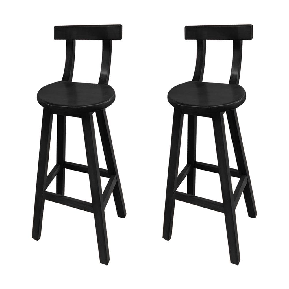 Kit 2 Bancos Altos Bistrô de Madeira com Encosto Girafa Ideal para Bar e Restaurante Preto