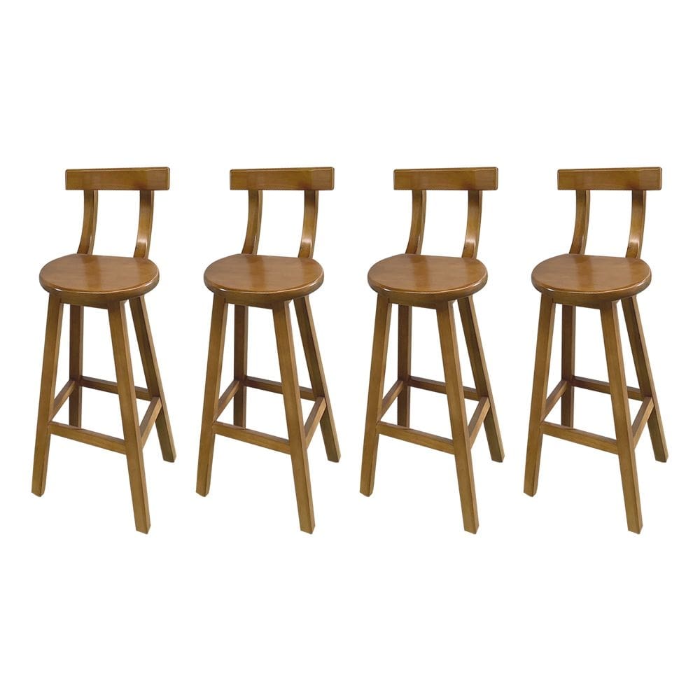 Kit 4 Bancos Altos Bistrô de Madeira com Encosto Girafa Ideal para Bar e Restaurante Natural