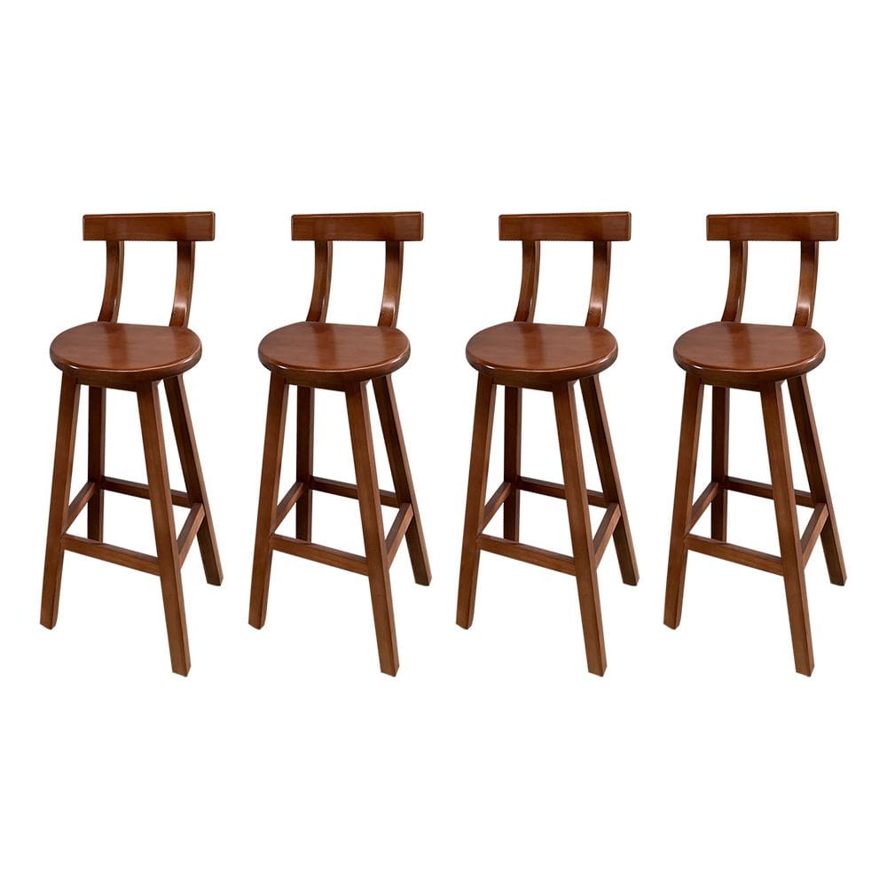 Kit 4 Bancos Altos Bistrô de Madeira com Encosto Girafa Ideal para Bar e Restaurante Imbuia