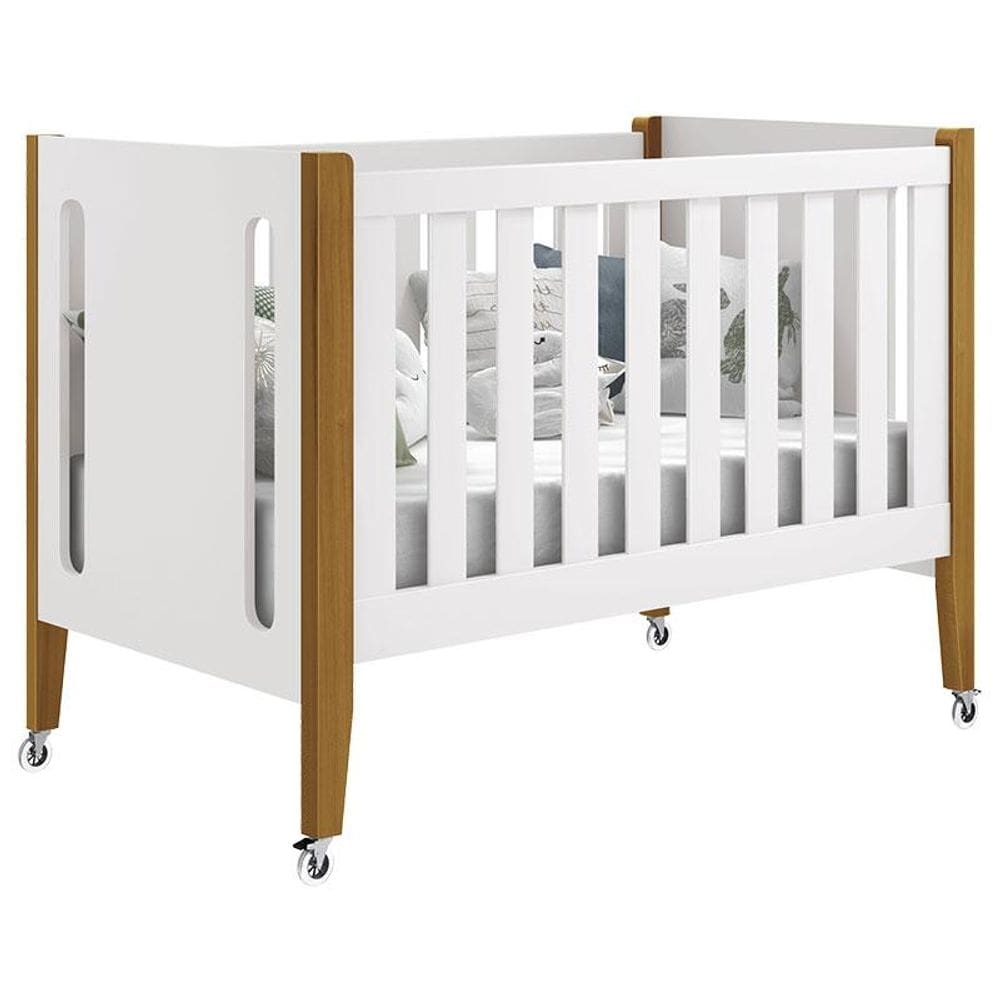 Berço Americano Tom 3 em 1 Branco Acetinado Amadeirado - Reller