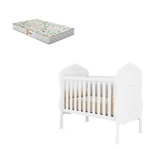 Berço Americano Realeza Branco Acetinado com Colchão Gazin – Canaã