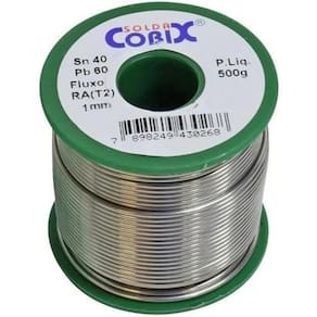 Solda estanho 40x60 1.0mm com fluxo ra  t2  rolo 500g cobix