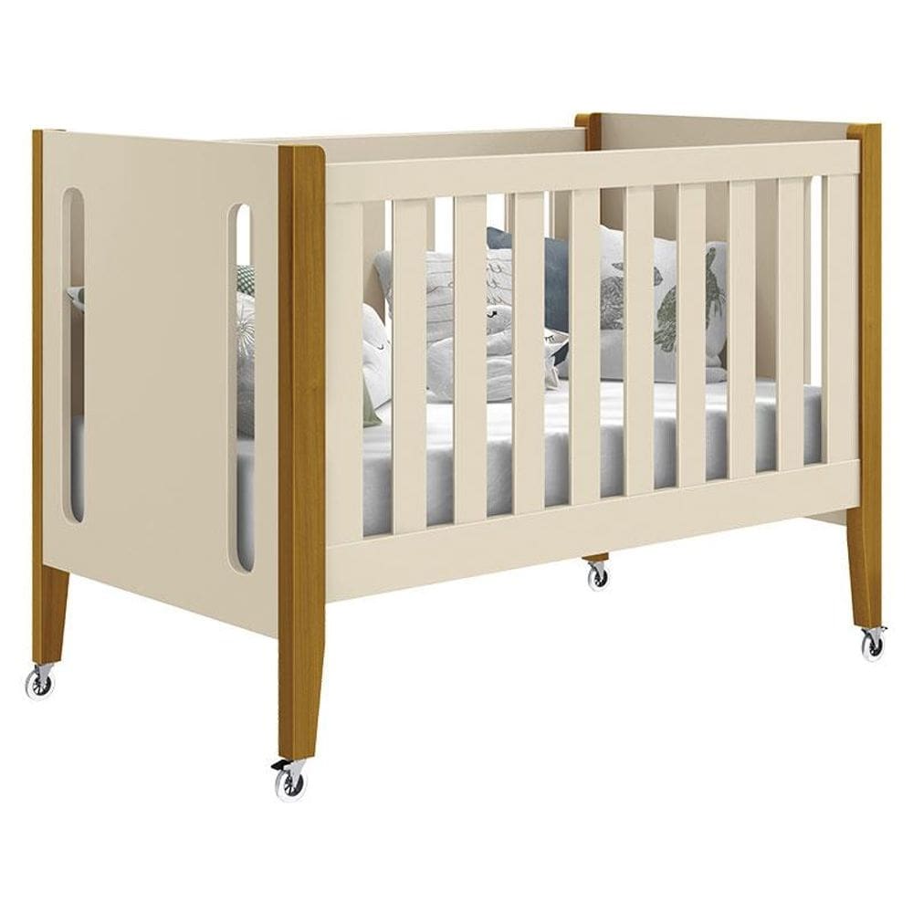 Berço Americano Tom 3 em 1 Areia Acetinado Amadeirado - Reller