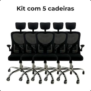 Kit Com 5 Cadeiras De Escritório Presidente Mesh Elegance