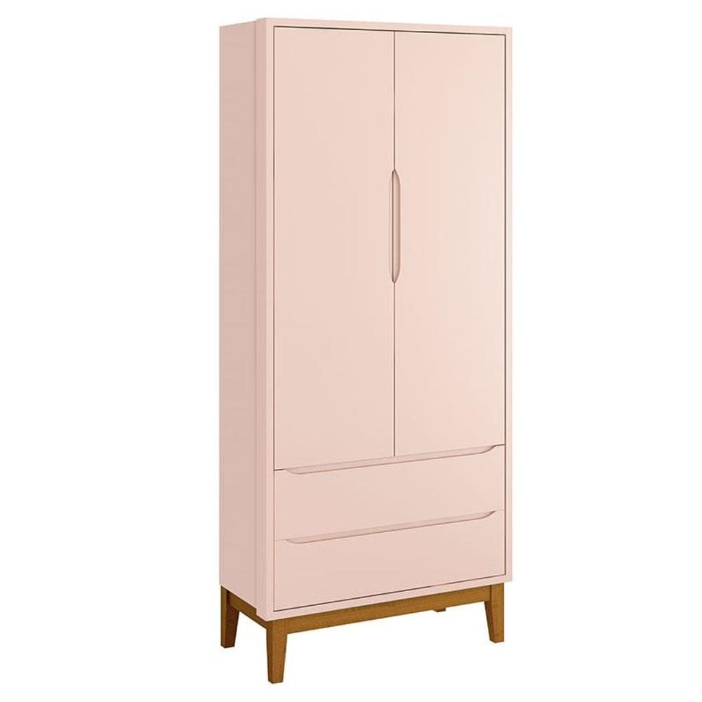 Guarda Roupa Infantil New Classic 2 Portas Rosa com Pés Madeira – Reller