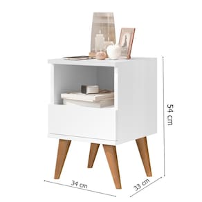 Mesa cabeceira 1 gaveta pés palito pix branco comprar moveis