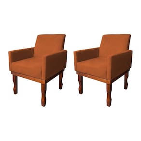 Kit 2 Poltronas Medusa Retrô Pés de Madeira Maciça Suede Terracota