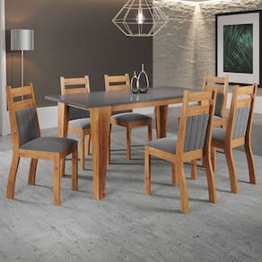 Mesa de Jantar 6 Lugares Imperador Cinza/Grafite - Panorama Móveis