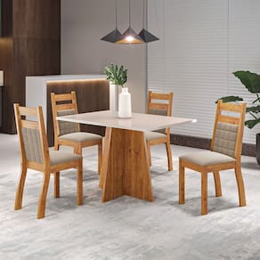 Mesa de Jantar 4 Lugares Redentor Blonde/Perola - Panorama Móveis