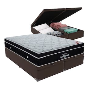Colchão Elegant Ortobom Base Baú Marrom King Molas Ensacadas