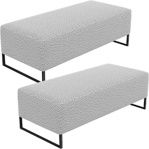 Kit 02 Puffs Decorativo Bali W01 120X50cm Bouclê Cinza