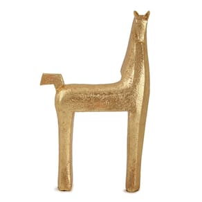 Escultura Decorativa Cavalo em Poliresina Dourado 28cm 18585 Mart