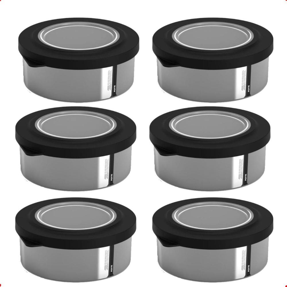 8 Pote Alimentos 370Ml Metallic Redondo C/Tampa Bpa Free
