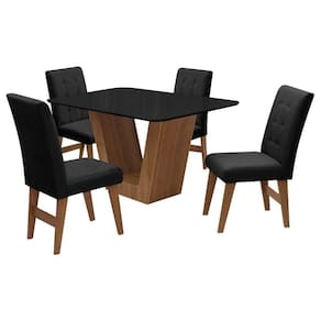 Conj Mesa De Jantar Com 4 Cadeiras 135cm Cedro/preto/preto