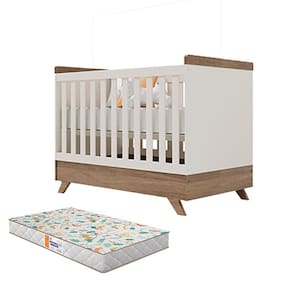 Berço Americano Retro Vitória Off White Carvalho com Colchão Gazin – Canaã