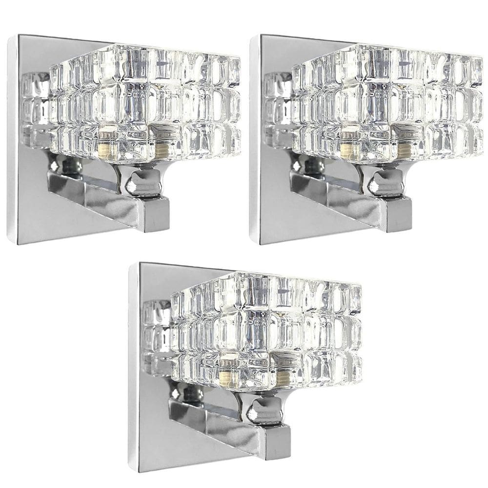 Kit 3 Arandela De Cristal K9 Cromado Para Quarto G9 Bet38