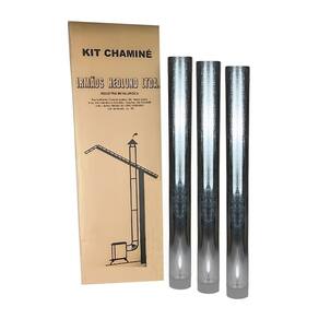 Kit 3 Canos 115mm Para Chaminé Fogão a Lenha Lareira Em Aço Galvanizado - N°2 AMZ