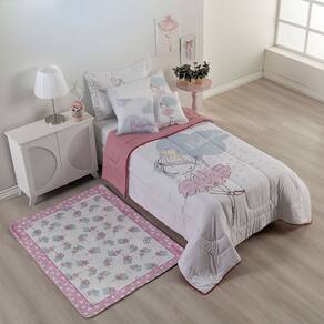 Kit Edredom Juvenil 5 peças Hipercal 400 fios Dupla Face Bailarina
