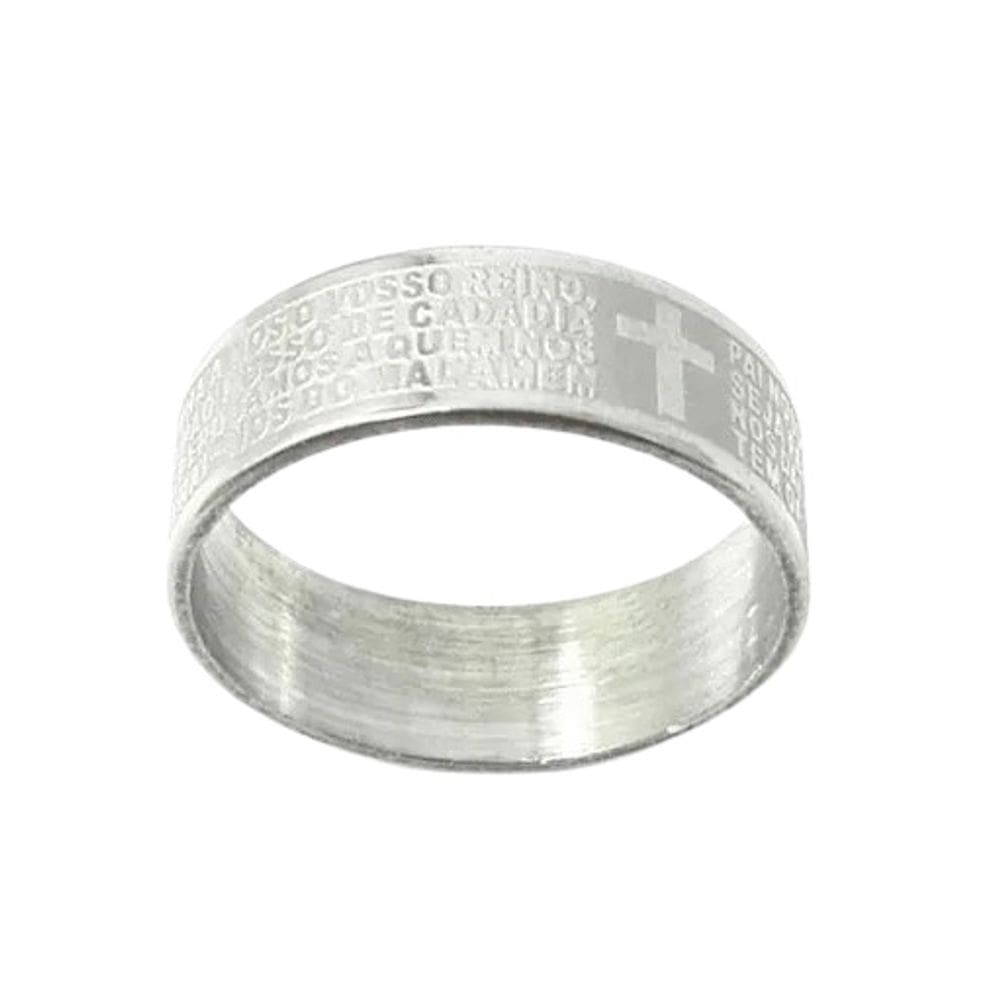 Anel Pai Nosso Prata Inox