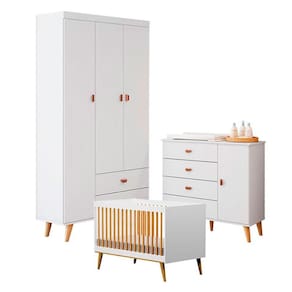 Quarto de Bebê Duda com Berço Americano Ligia Branco Acetinado Bétula – Carolina Móveis
