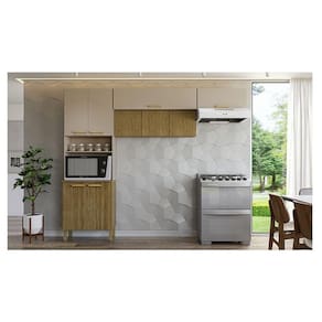 Kit Cozinha Ambiente Urbane 3 Peças Freijó Vanilla Ripado - Kits Paraná