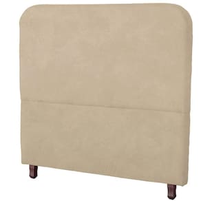 Cabeceira Casal Estofada Para Cama Box Lizza Veludo Bege