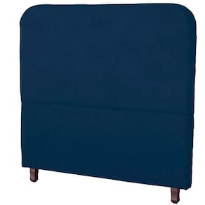 Cabeceira Casal Estofada Para Cama Box Lizza Veludo Cor Azul Marinho