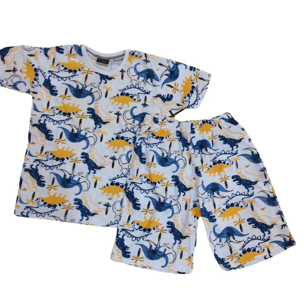 Pijama infantil masc verão Vrasalon branco/amarelo