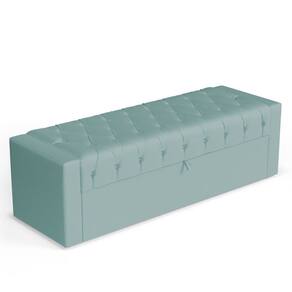 Calçadeira Báu Casal Padrão Atena 140cm Capitonê Veludo Acqua - Desk Design