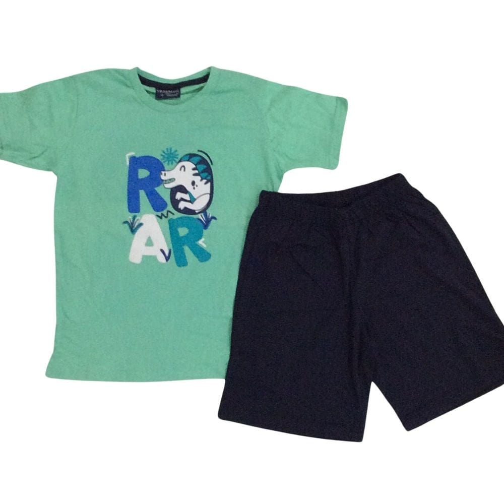 Pijama infantil masc verão Vrasalon verde/marinho