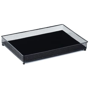 Bandeja Preta em Metal com Vidro Preto 28x18cm - Mart