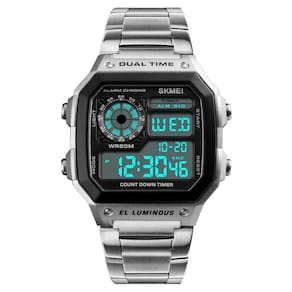 Relógio masculino skmei 1335 esportivo quadrado led prata
