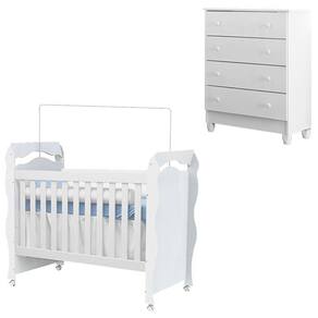 Berço Americano New Nanda e Cômoda Gaveteiro Ariel Branco Brilho - Carolina