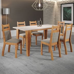 Mesa de Jantar 6 Lugares Imperador Blonde/Pérola - Panorama Móveis